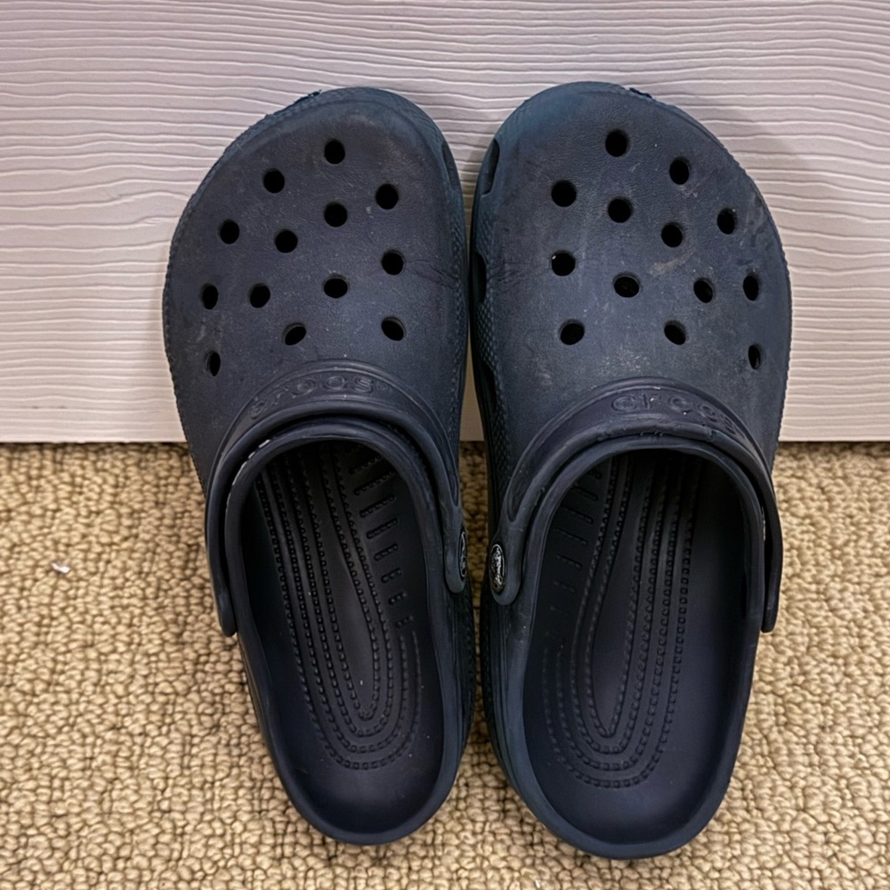 CROCS Navy Kids Sandals with Perforated Design - Size 3